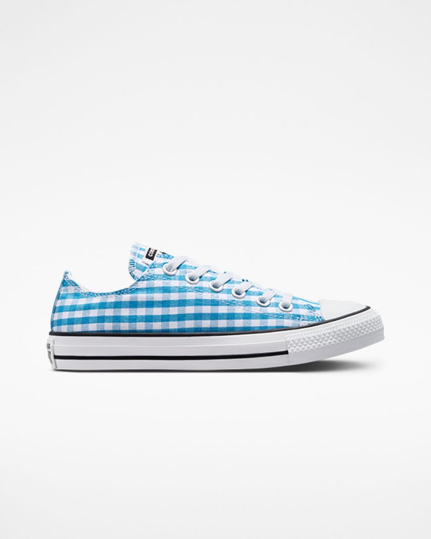 Women\'s Converse Chuck Taylor All Star Gingham Low Top Shoes Blue / White / Black | AU E0891T